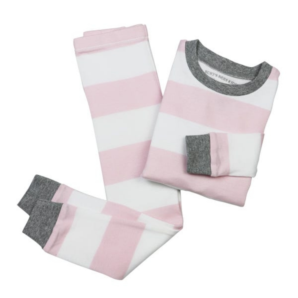Burt's Bees Pink Rugby Stripe Organic Cotton Pajamas